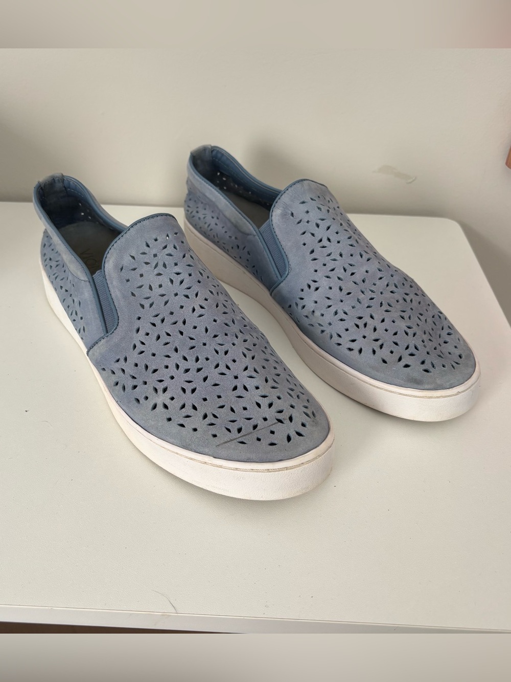 Vionic Comfortable Perforated Slip-On Loafers in Light Blue